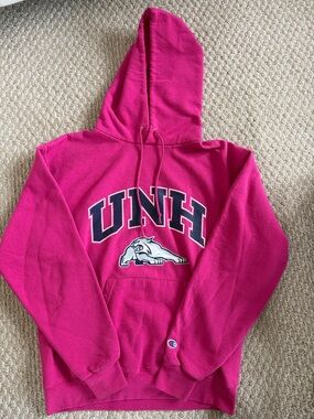 Champion Pink UNH Pullover Hoodie with Mascot (University of New Hampshire)